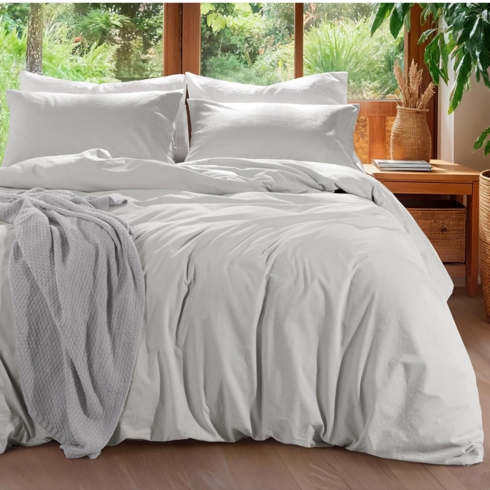 100% Linen Duvet Cover Set King Size, Pure Natural French Flax Linen Duvet Cover